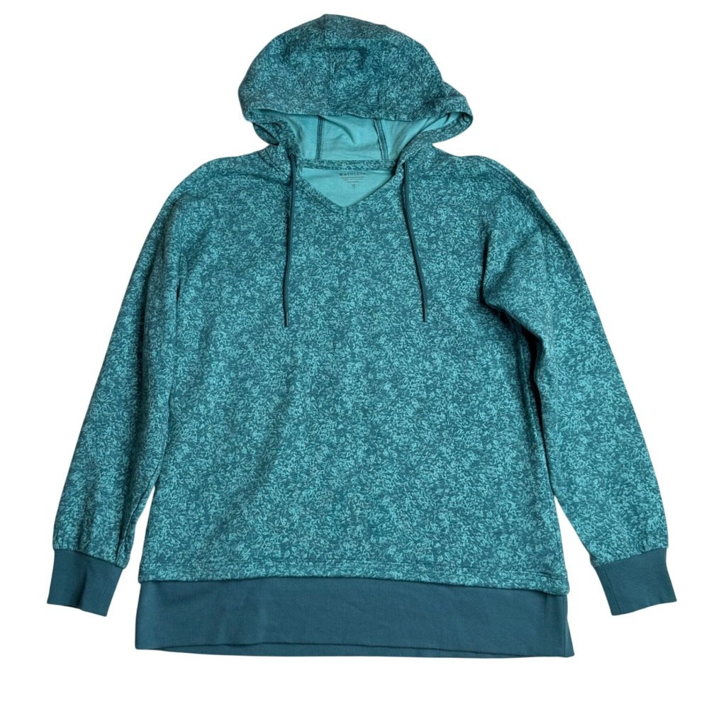 Athleta Sundown Alliance Hoodie Printed Pullover Teal Green Womens XS